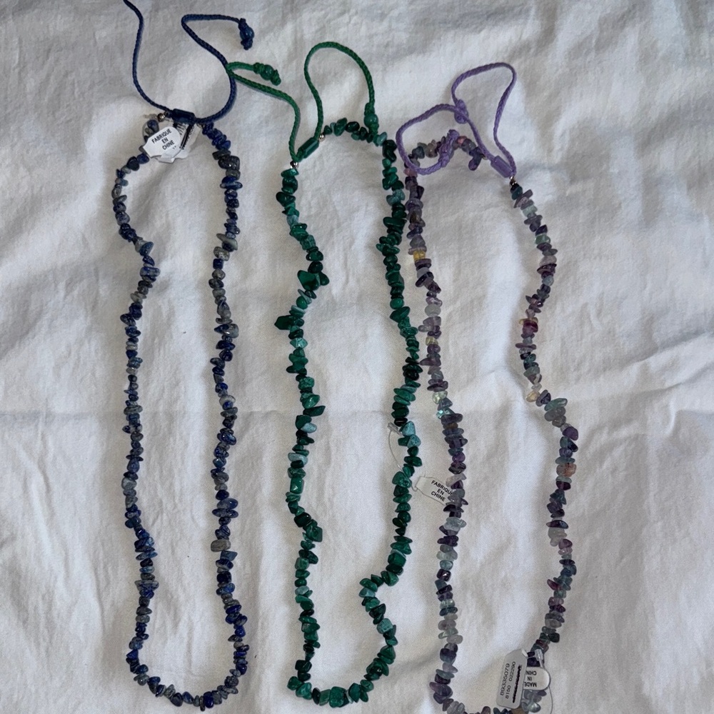 Free People Bohemian single Strand crystal chip beaded Necklaces